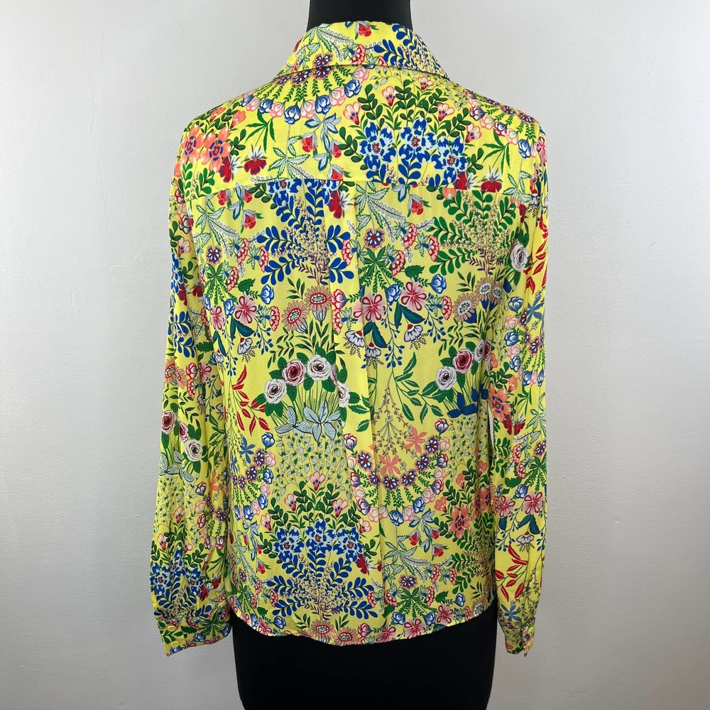 Alice + Olivia Yellow Floral Button-Down Shirt - Picture 7 of 9